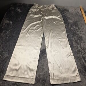 Ralph Lauren Purple Label Acklie Stretch Satin Pants Womens 4 Silver $2350